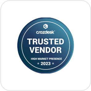 white/crozdesk-trusted-vendor-2023 badge