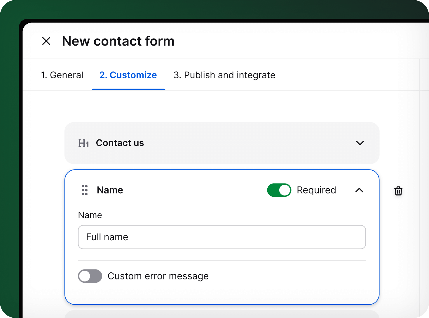 Setting up conditions in HelpDesk contact form builder