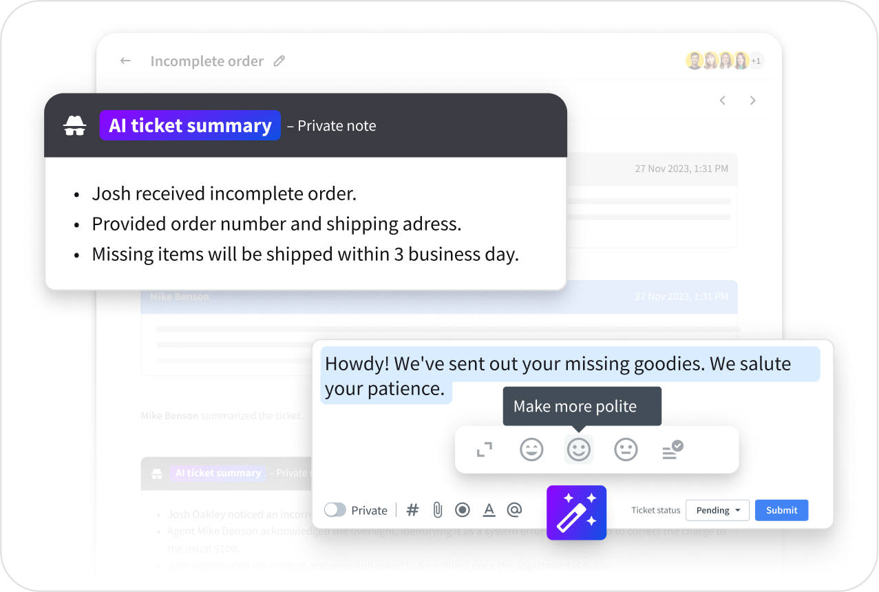 AI ticket summary in HelpDesk