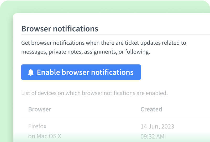 Browser notifications in HelpDesk app