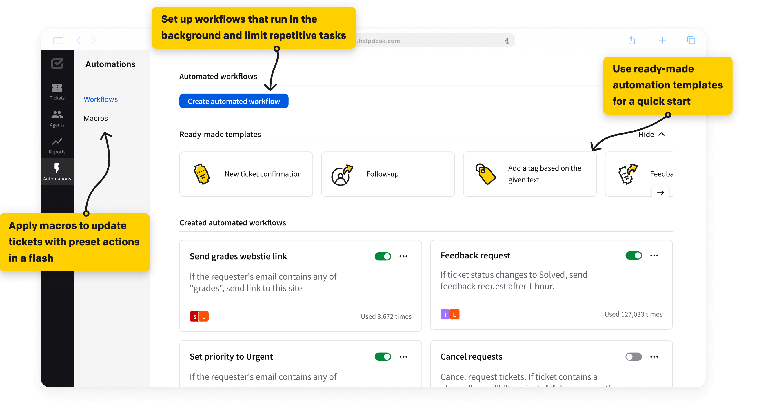 Automations in HelpDesk ticketing system