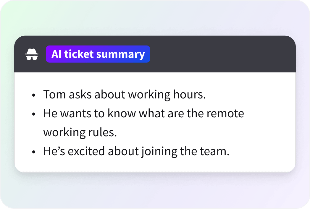 Ticket summary in HelpDesk