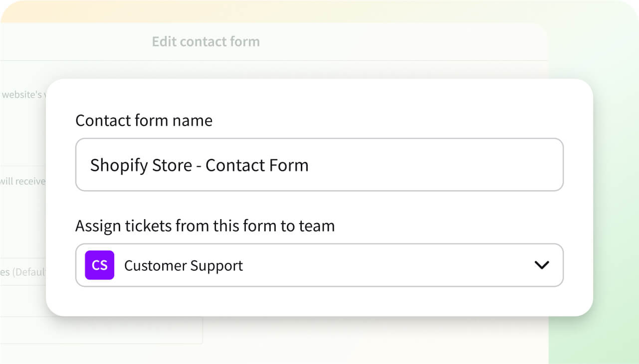 Forwarding contact form messages with the HelpDesk and Shopify integration