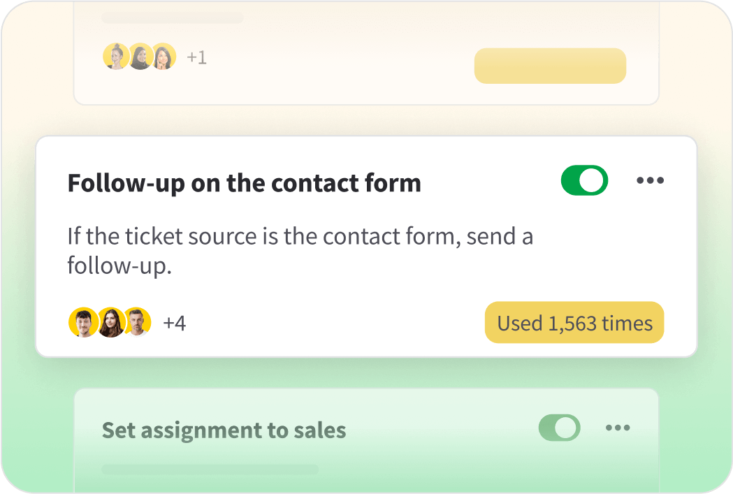 Image showing automation example in HelpDesk app: follow up on the contact form