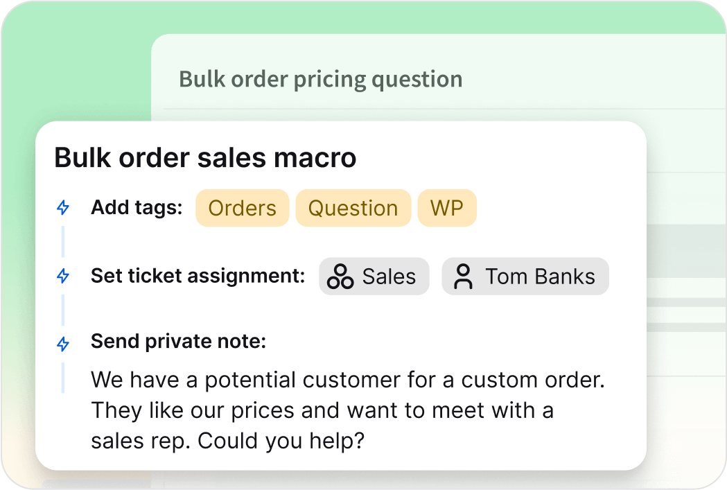 Image showing how to create macro for bulk order in HelpDesk app